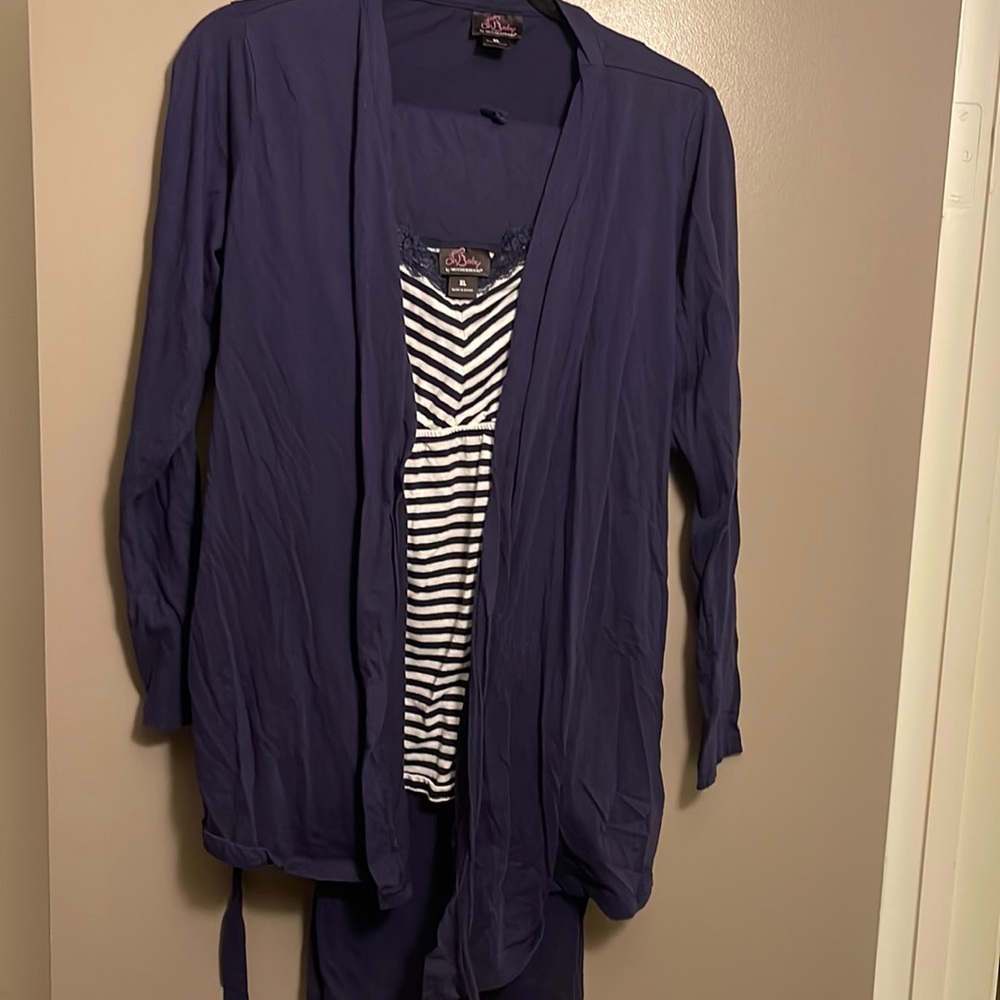 SOLD-Oh Baby by Motherhood 3 Piece PJ Nursing Set - Pants, Tank & Robe - Size XL